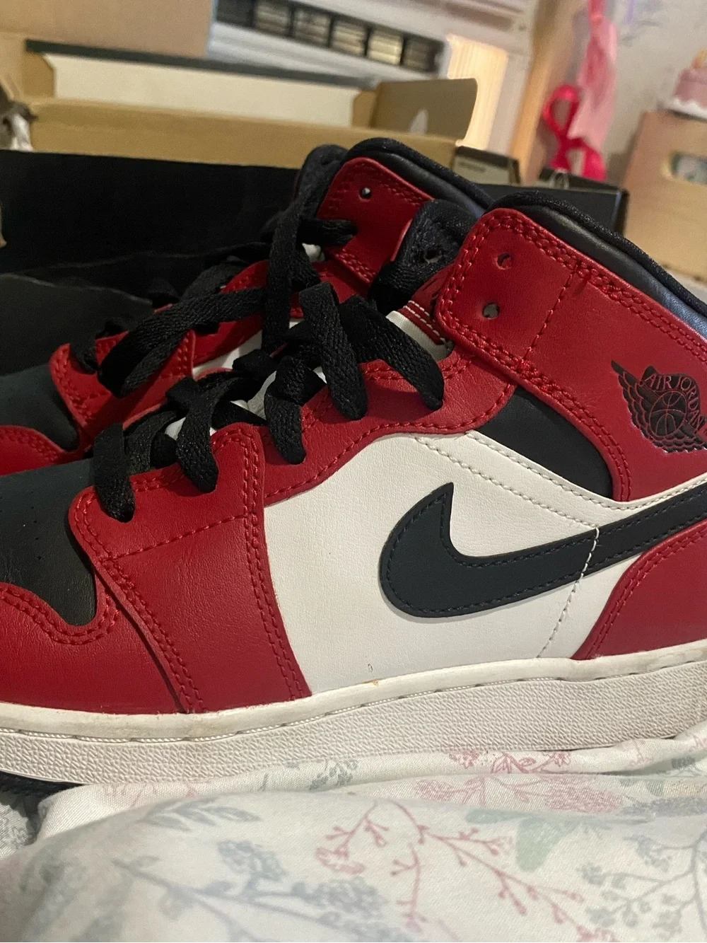 Nike Kids Red, Black & White High-Top Sneakers